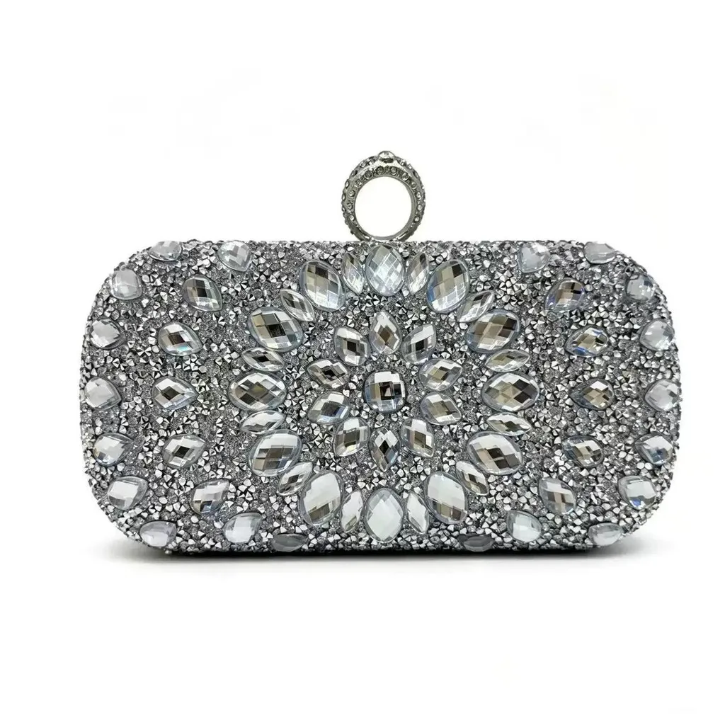 Full Diamonds Evening Bags Luxury Rhinestones Clutch Bags Female Purses Prom Wedding Dinner Clutch with Chain Shoulder Handbags view 3