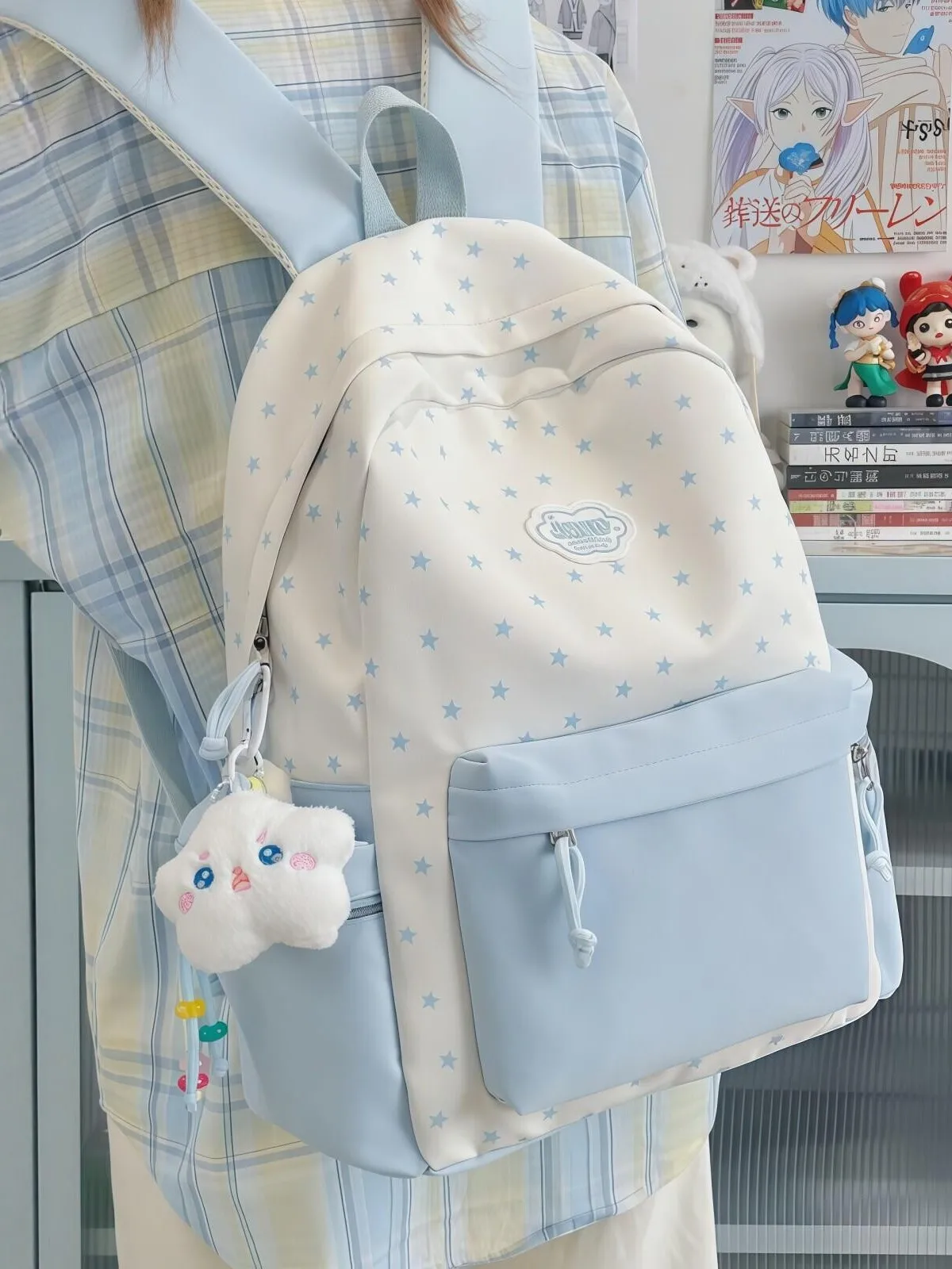 mochila-azul-rouje-dsyle-para-estudiantes-de-secundaria-bolso-de-hombro-doble-estilo-casual-forro-de-poliester