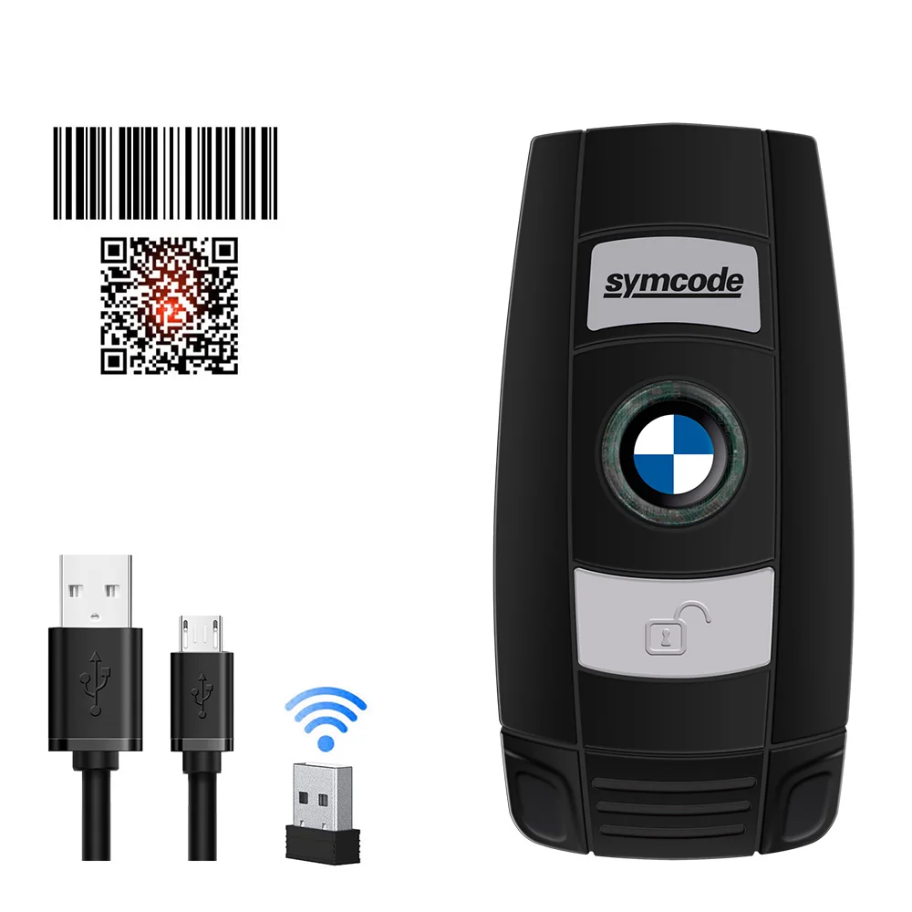 

1D/2D Mini Portable Bluetooth 2.4GHz Wireless USB Wired 3-in-1 Bar Code Scanner,500mA*H Rechargeable Battery,16MB Memory Space