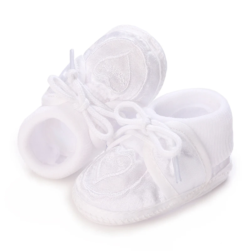 Baby Baptism Shoes 0-3 Months Comfortable Breathable Bed Shoes Soft Sole Baby Princess Shoes Girl White First Step