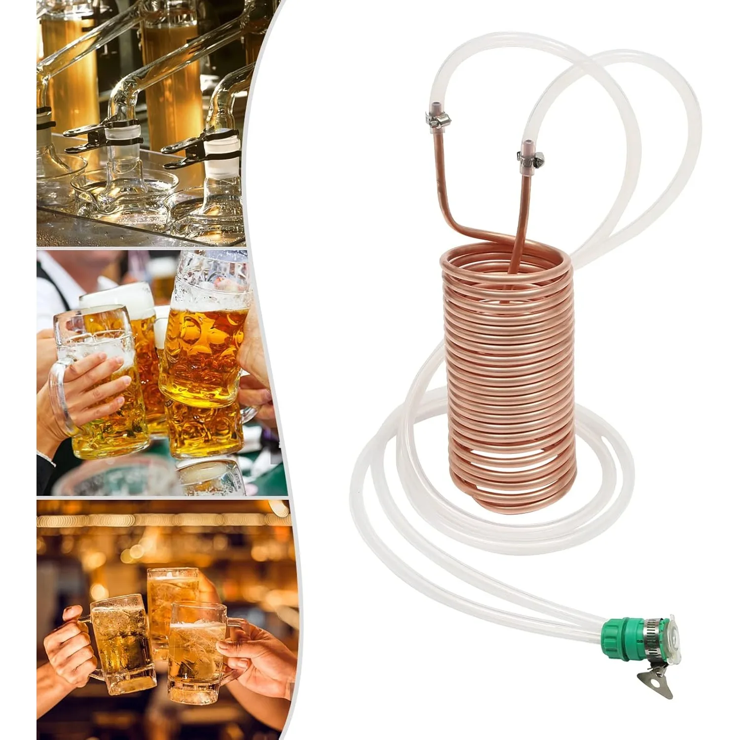 Refrigeratore per mosto in rame, refrigeratore per mosto ad immersione per birra, bobina di raffreddamento per mosto ad immersione in rame per birra fatta in casa per la produzione di birra