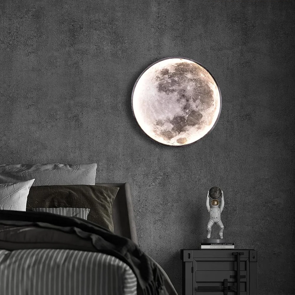 Modern 3D Moon Led Wall Lamp Living Room Background Light Home Decor Lamparas Bedroom Bedside Lighting Corridor Sconce Luminaire