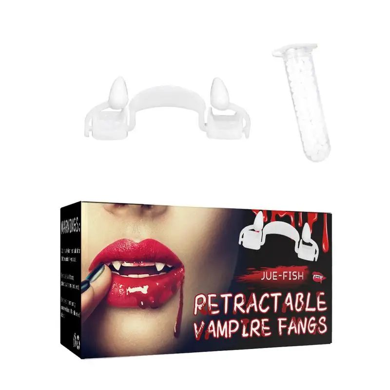 Halloween Retractable Vampire Fangs Vampire Fake Teeth Braces Kit for Dentures Costume DIY Halloween Dress Up Fangs Halloween