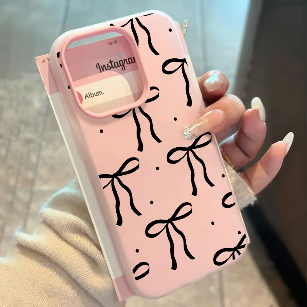 INS Big Black Bow Pattern SIlicone Phone Case For Xiaomi 14T 15T Pro Xiaomi Mi 11 Lite 5G Xiaomi 17 pro max Shockproof TPU Cover
