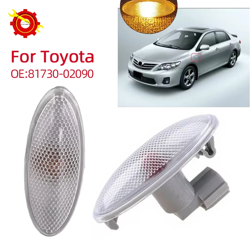 

2 шт. автомобильный боковой указатель поворота, подходит для Toyota-Yaris 12,2005-03,2011 RAV4 2006-2009 12 В, предупреждающие габаритные огни крыла 81730-0D032