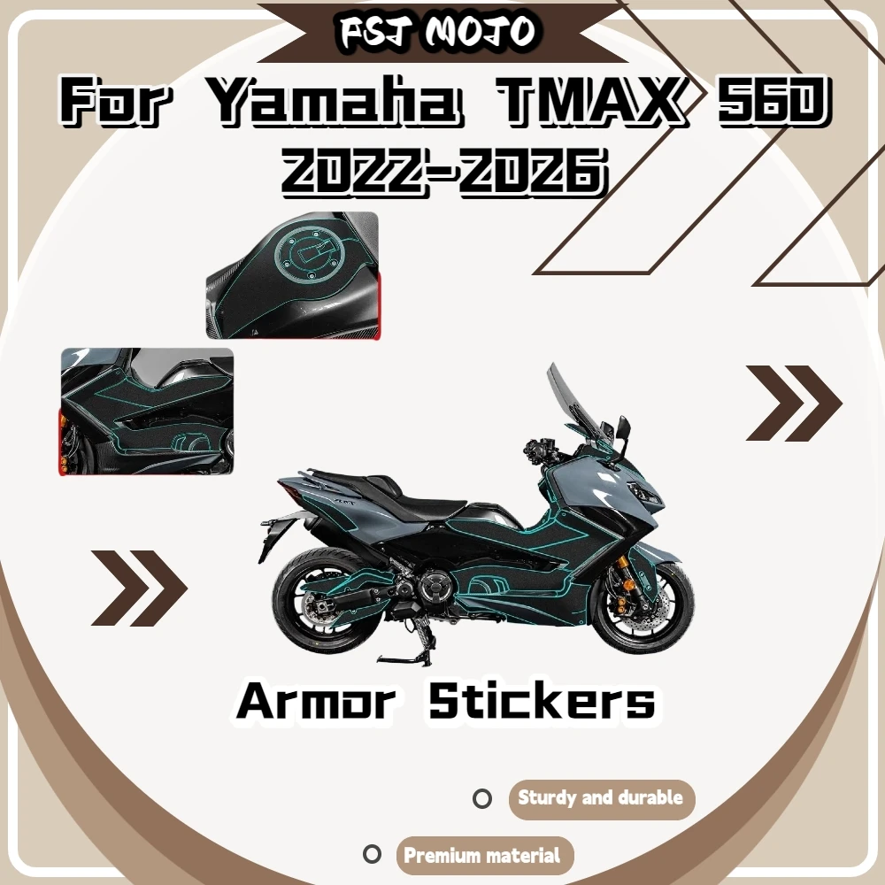 For Yamaha TMAX560 2022‑2026 PVC Armor Decals Anti‑Abrasion Waterproof Tank Footrest Protective Skin Stickers Mod Accessories
