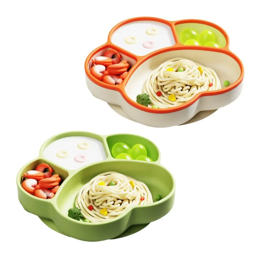 Suction Cup Children's Divided Tray Bear Paw Design With Compartments Infant Training Plate Silicone Independent Food Bowl