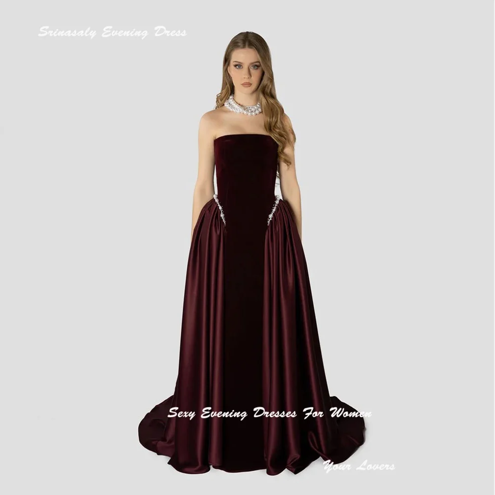 

Customized Velvet and Pearls Embroidered Evening Dress Crystal-embellished Mermaid Cocktail Prom Dress فساتين سهرة