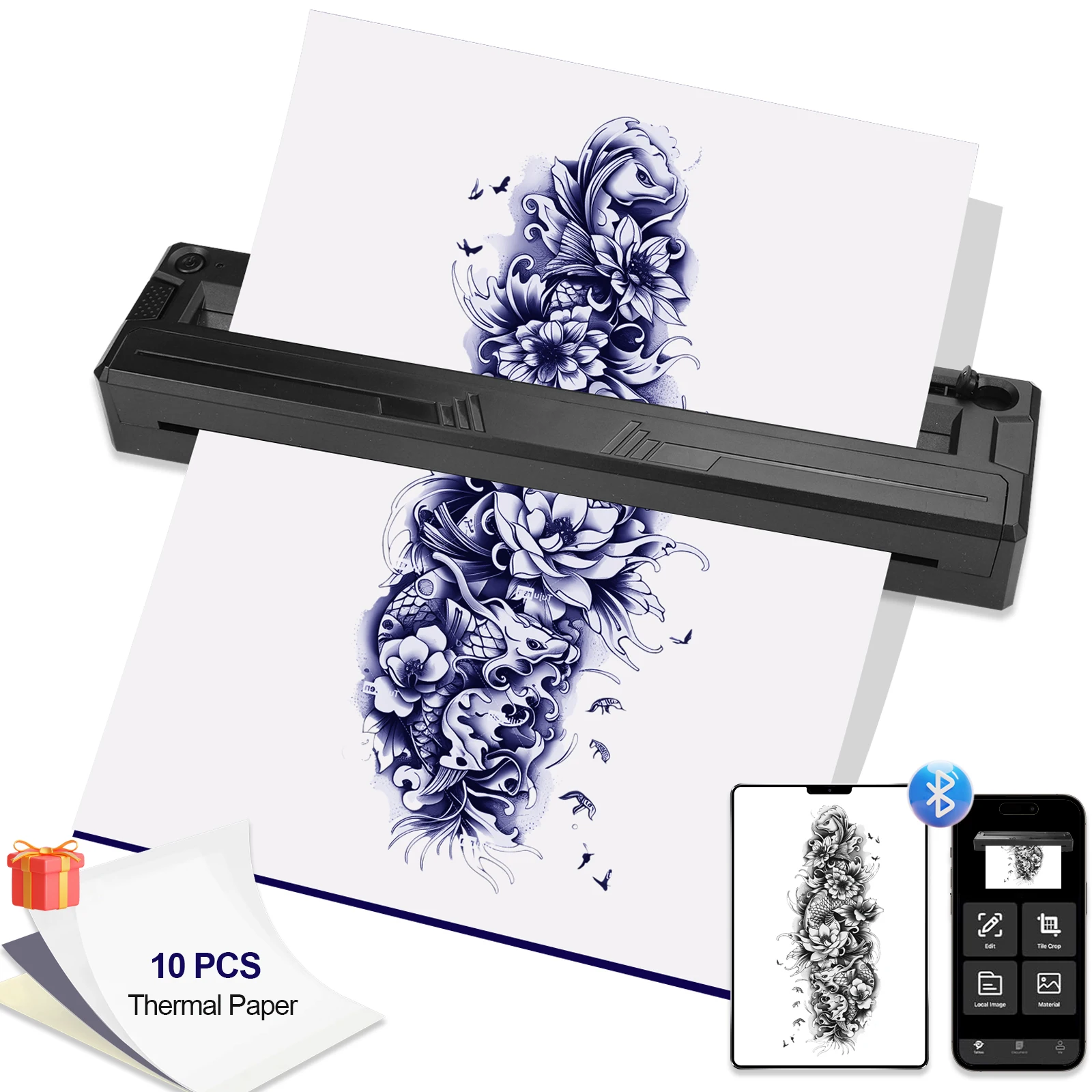 

Беспроводной принтер для татуировки, машина для переноса, Bluetooth, мини-трафарет для татуировки, термопринтер, портативный термогенератор, печатная машина