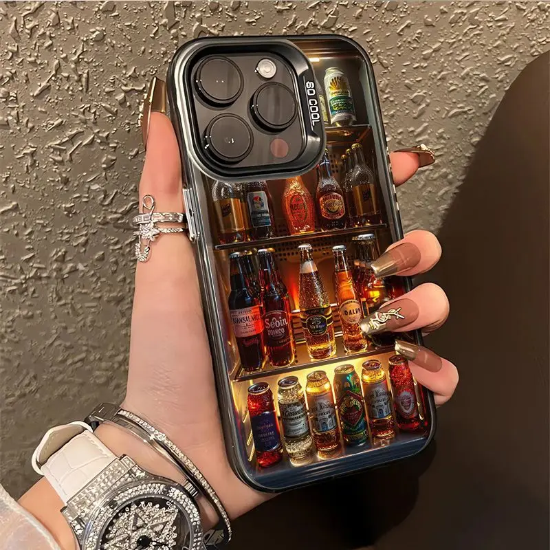 Super Cool Beer Freezer Phone Case For iPhone 16 15 14 13 12 11 Pro Max XR XS MAX 7 8 Plus MINI Y2K Fashion Anti Fall Back Cover