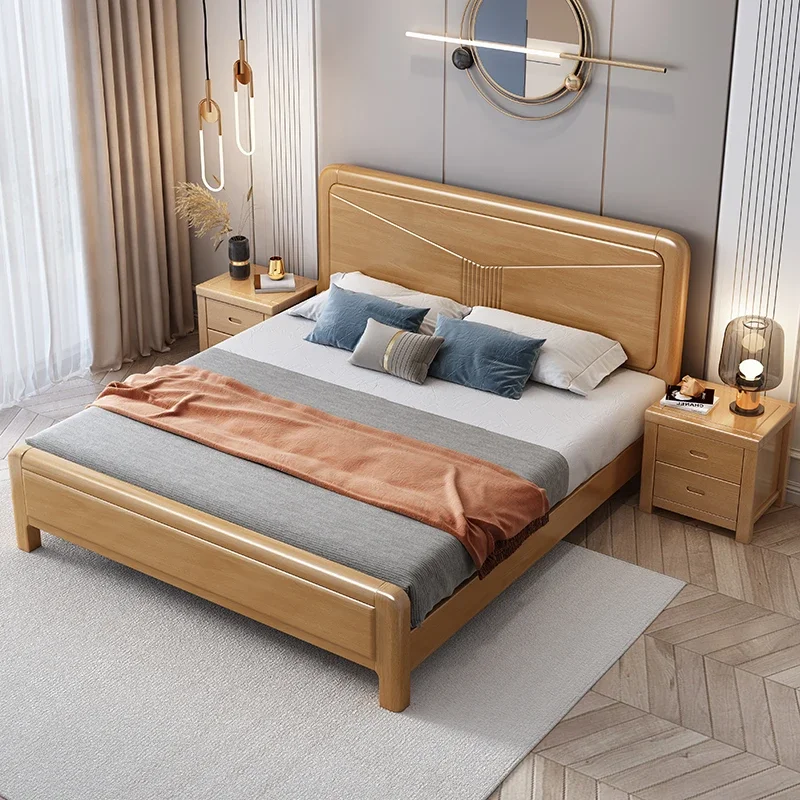 منظم سرير مزدوج بحجم كوين، أدراج خشبية لغرفة النوم، سرير صالة حديثة، كاما كاسال، أثاث اسكندنافي متعدد الوظائف