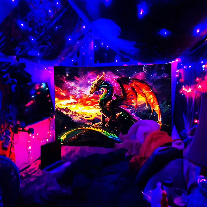 VIKAMA الشرقية التنين نسيج Esports غرفة الألعاب موضوع الجدار الشنق باطني نمط غرفة المعيشة ديكور لضيوف #3