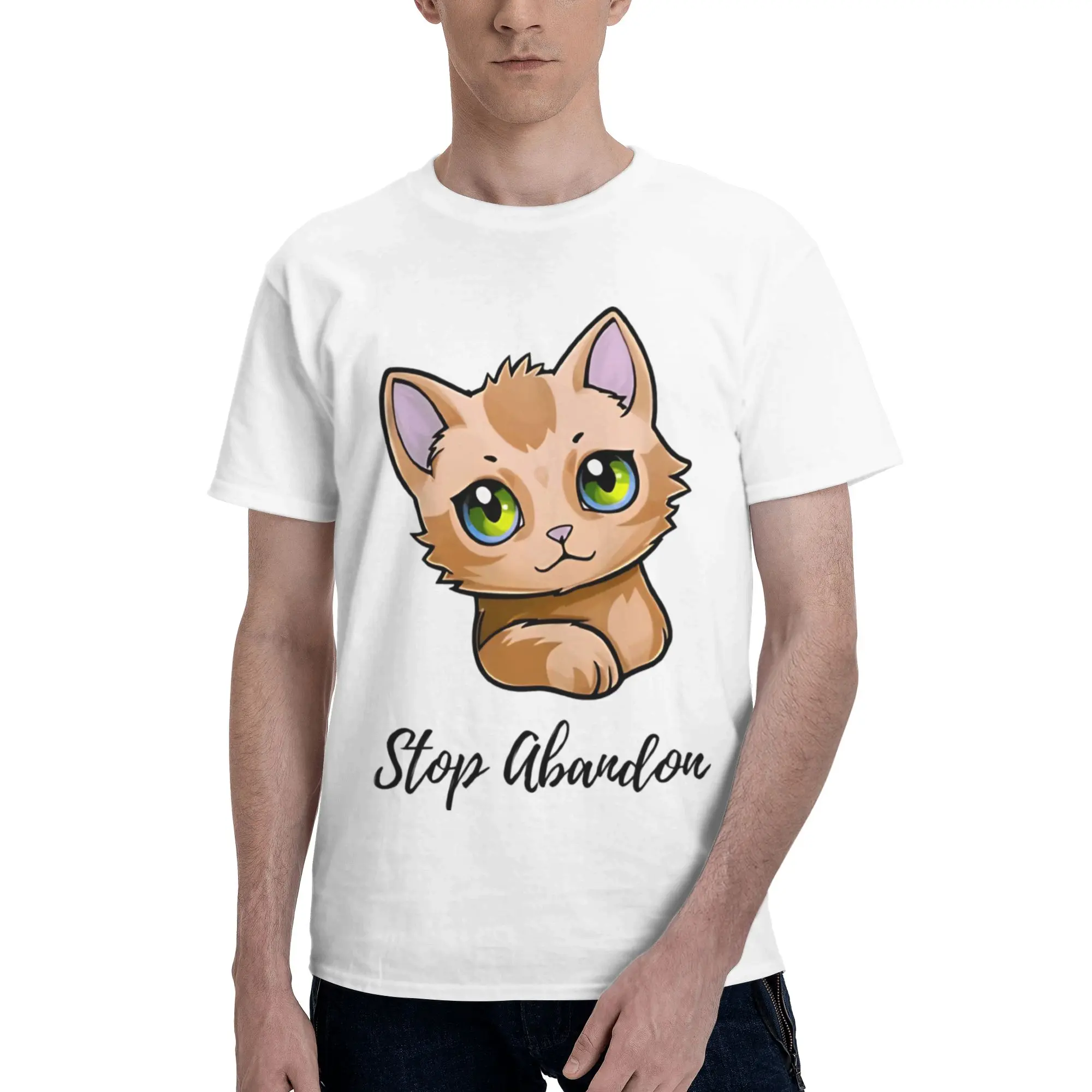 stop abandonment Men's T Shirt Protection Animal  Unique Tee Shirt Short Sleeve Round Neck Pure Cotton Printing Clothes T-Shirt
