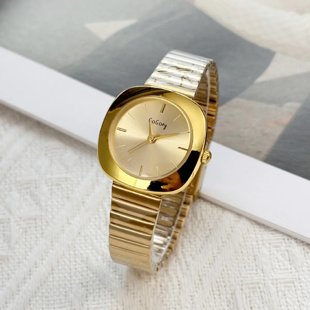 Luxury Brand Gold Watch for Women Fashion Simple Quartz Watches Adjustable Stainless Steel Strap Wristwatch Dropshipping