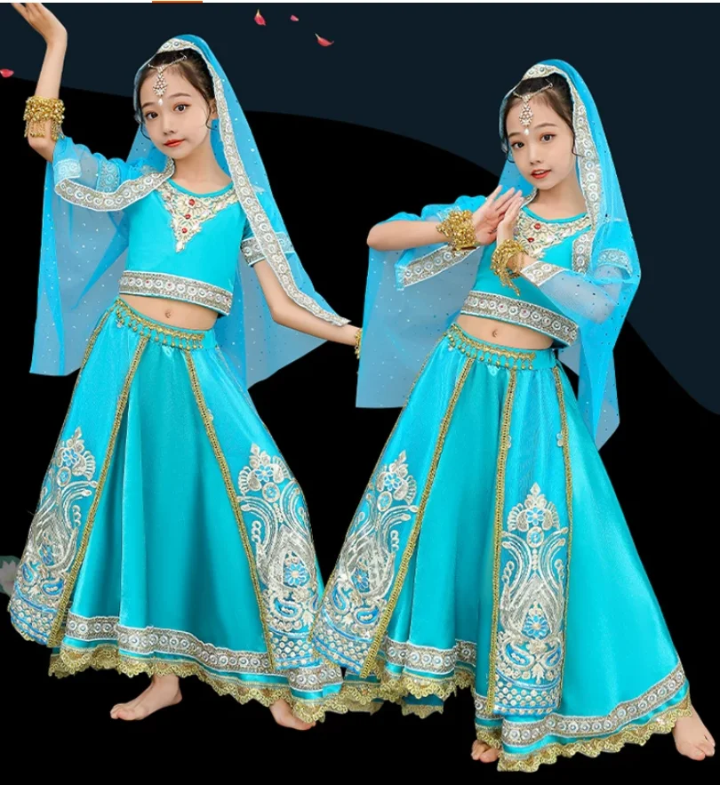 Salwar Kameez Set - ملابس رقص هندية غريبة للأطفال بأسلوب