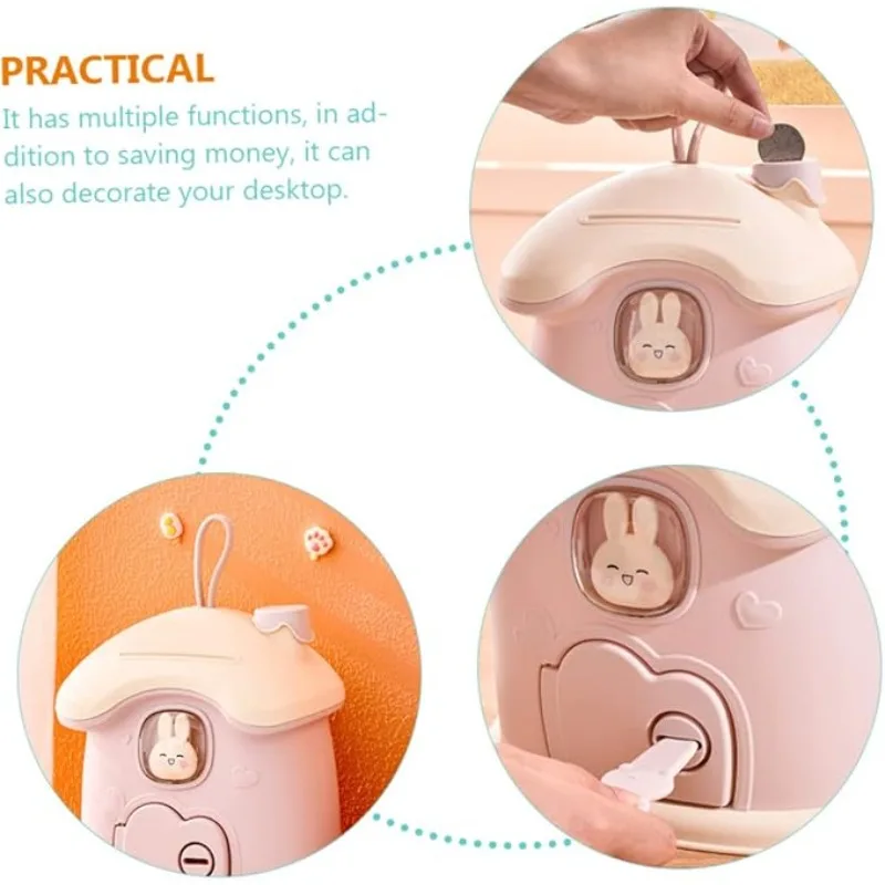 حصالة على شكل حيوان للأطفال مع مفاتيح بنات بنك توفير المال مع ملصق كرتوني ثلاثي الأبعاد على شكل فطر أصبع حصالة نقود معدنية هدية للأولاد #6