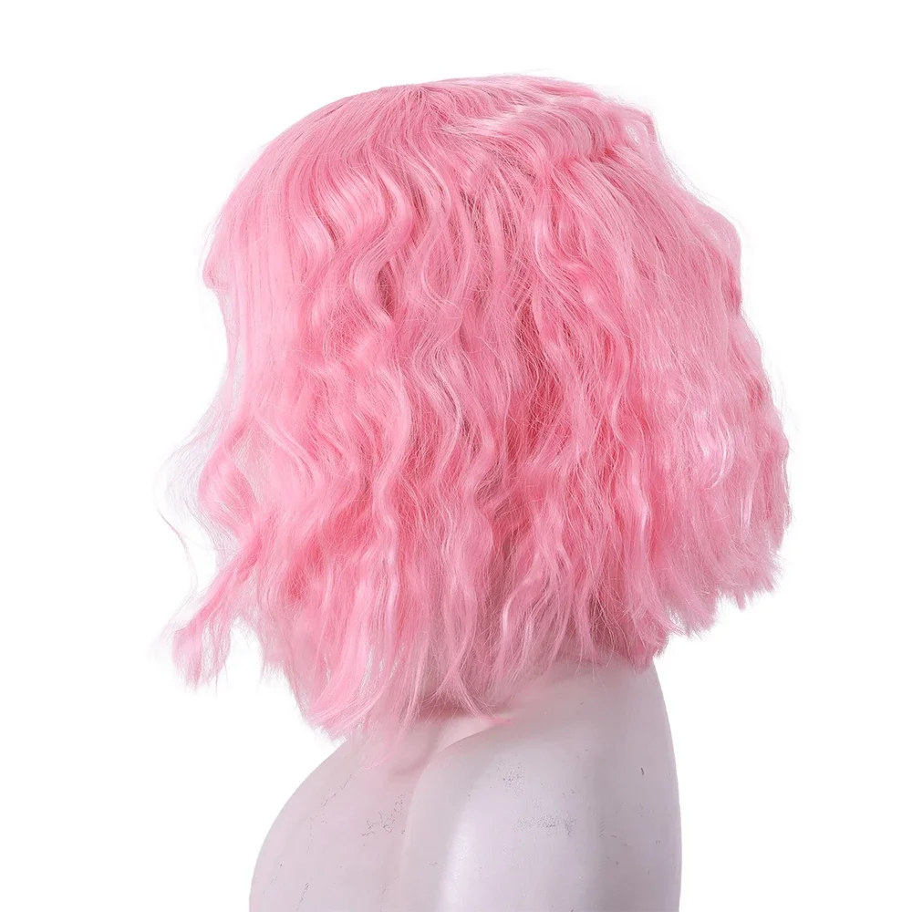 Pink BOBO Synthetic Wigs Short Natural Wave Hair Wig For Women Party Daily High Density Heat Resistant