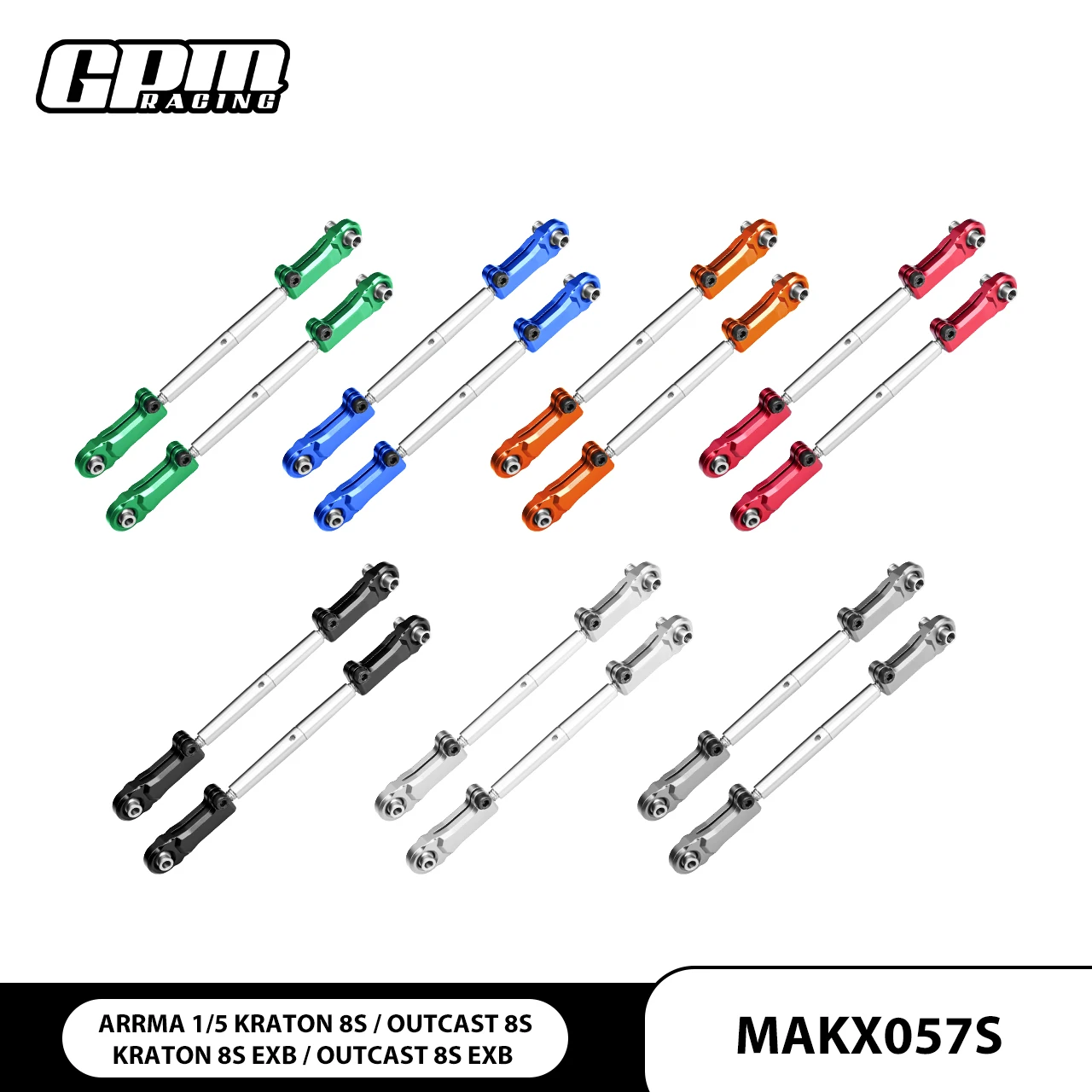 

GPM Alloy+Stainless Steel Adjustable Rear Upper Arm Tie Rod For ARRMA 1/5 KRATON OUTCAST EXB