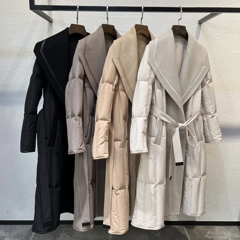 ملابس نسائية لعام 2025 سترة صوفية فاخرة خفيفة متوسطة الطول لخريف وشتاء جديد 1105 #2