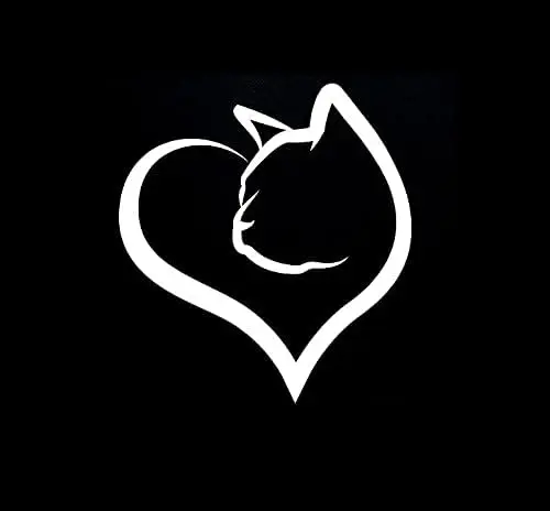 

Heart Cat Decal for Car, Laptop, Water Bottle - 4.5x5 inch Vinyl Sticker