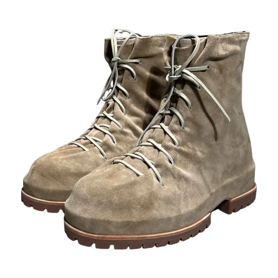 

Men's High Top Shoes Platform Lace Up Zip Leather Luxury Man Sneakers High Street Autumn Black Yellow Designer Boots