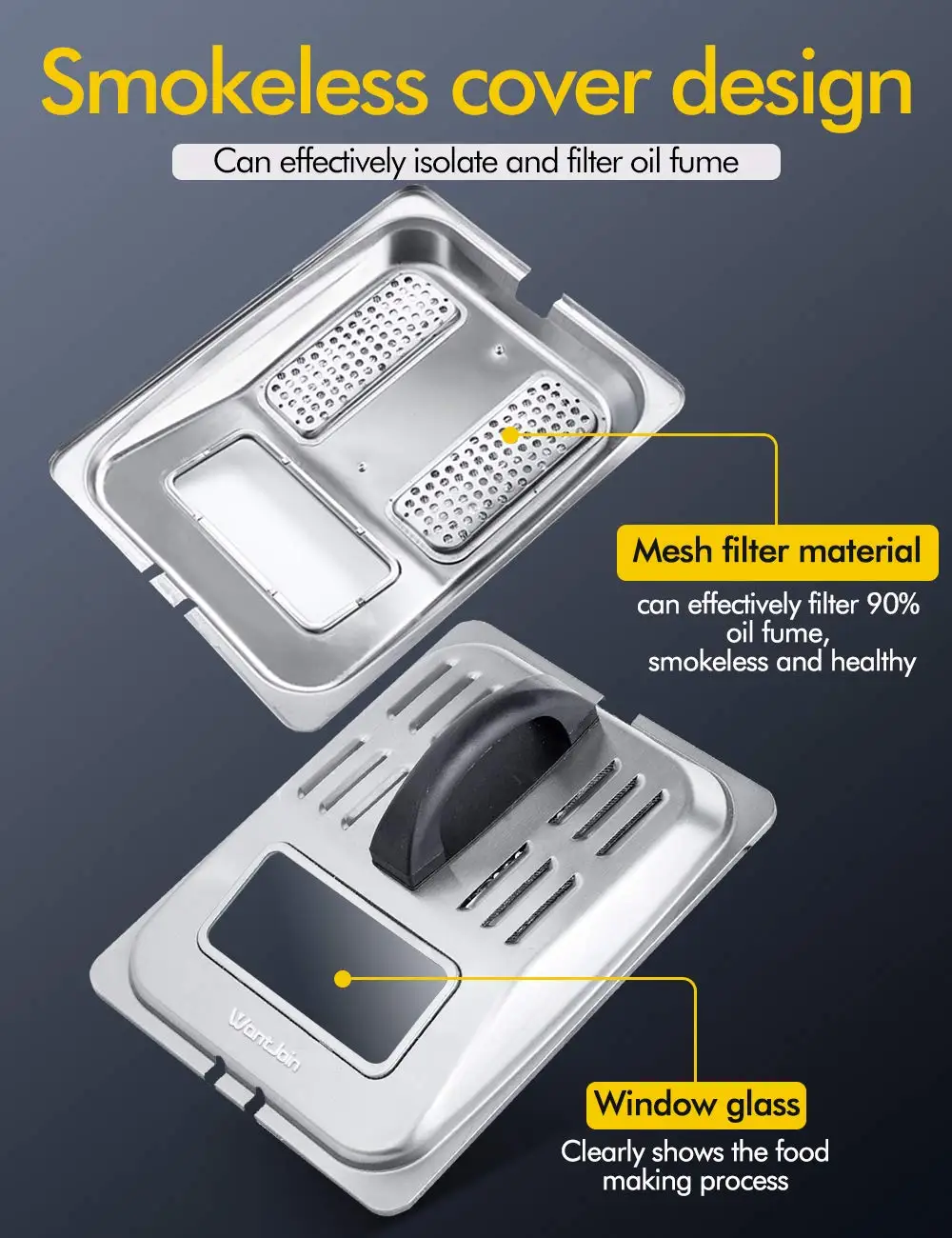 Friteuse électrique commerciale avec fenêtre en verre, acier inoxydable, précieux pour les touristes, 2 paniers et L, 3200W, 12L, 12QT