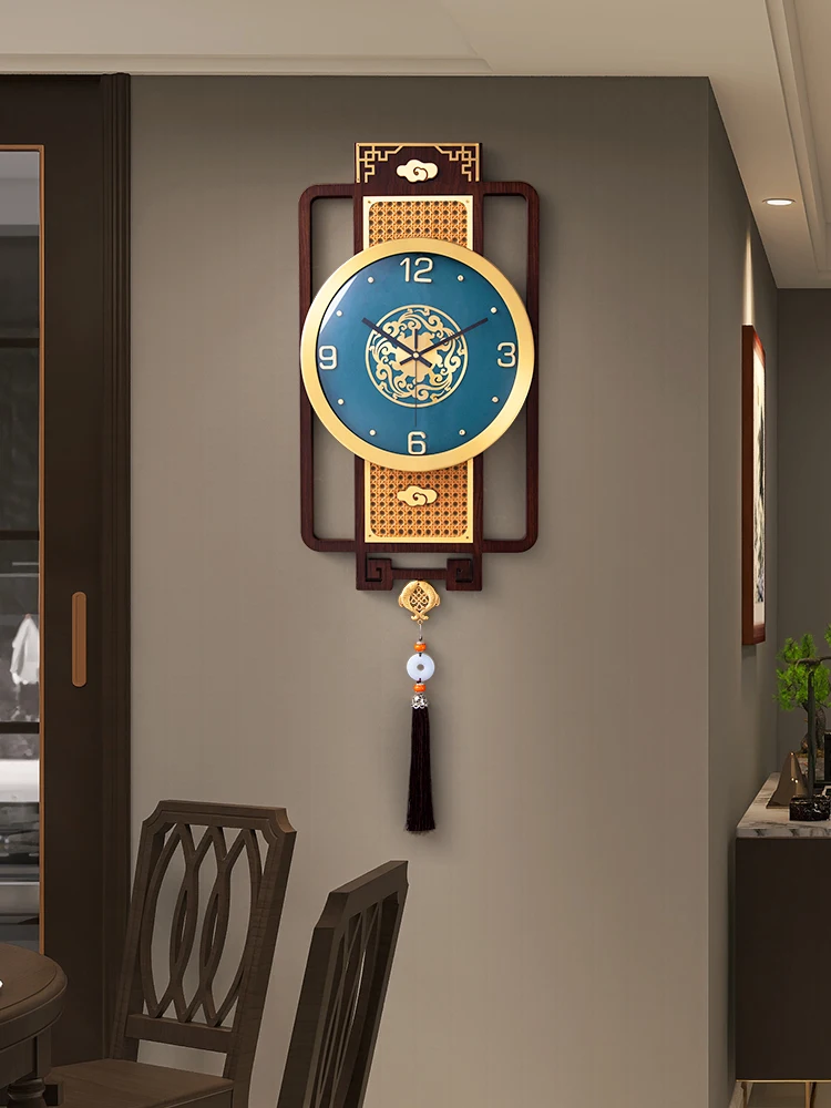 New Chinese wall clock Living room light luxury decorative clock Chinese style household wall-mounted watch creative clock