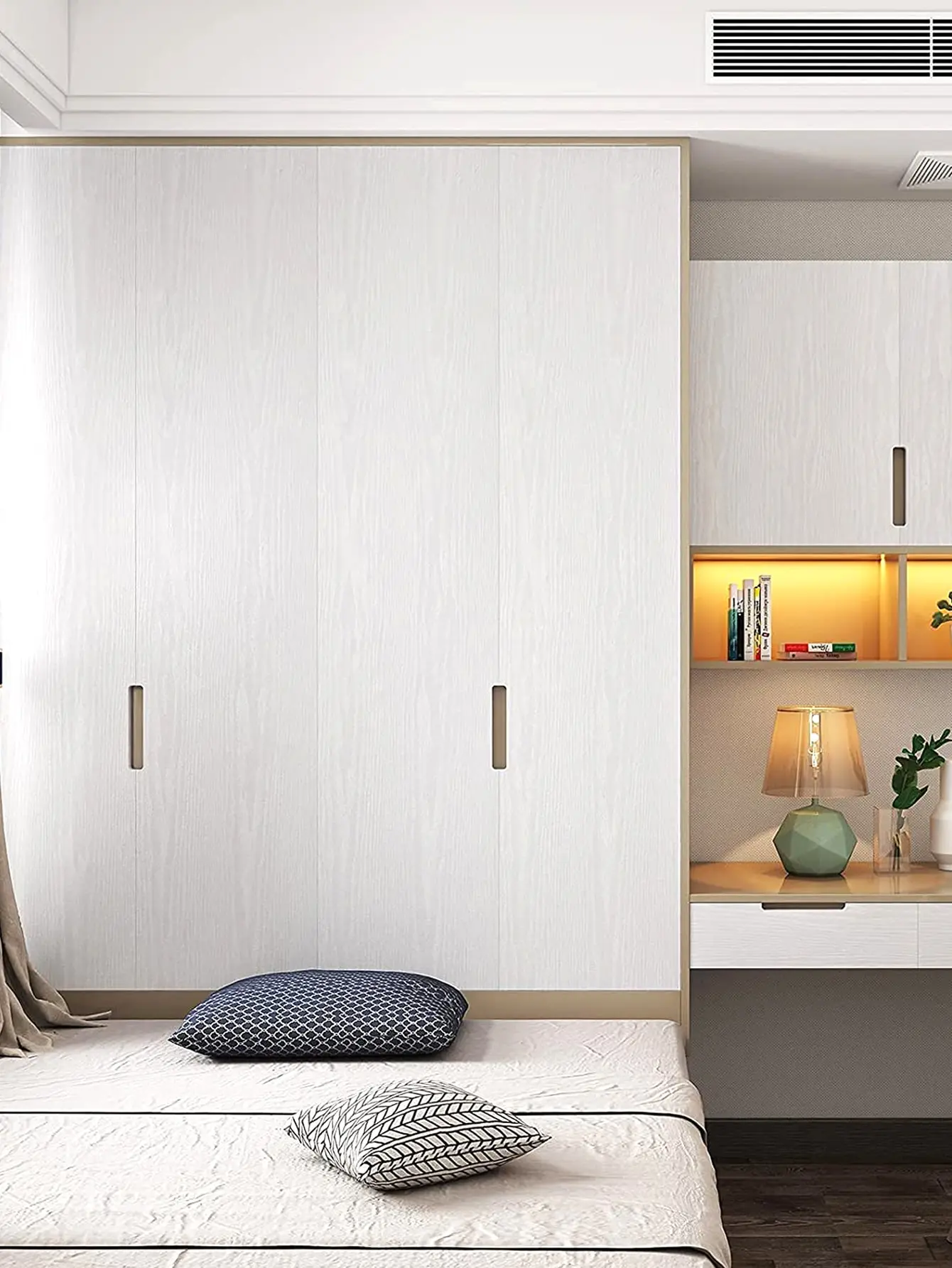 Waterproof White Wood Vinyl Wallpaper Rolls Self-Adhesive Decor Contact Paper Kitch Cabinet Desktop Furniture Decorative Sticker
