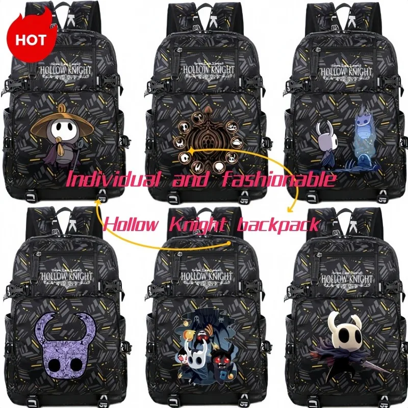 Hollow Knight Backpack Anime Cartoon Personality Large Capacity Printed School Bag for Teen Boys and Girls Birthday Gift