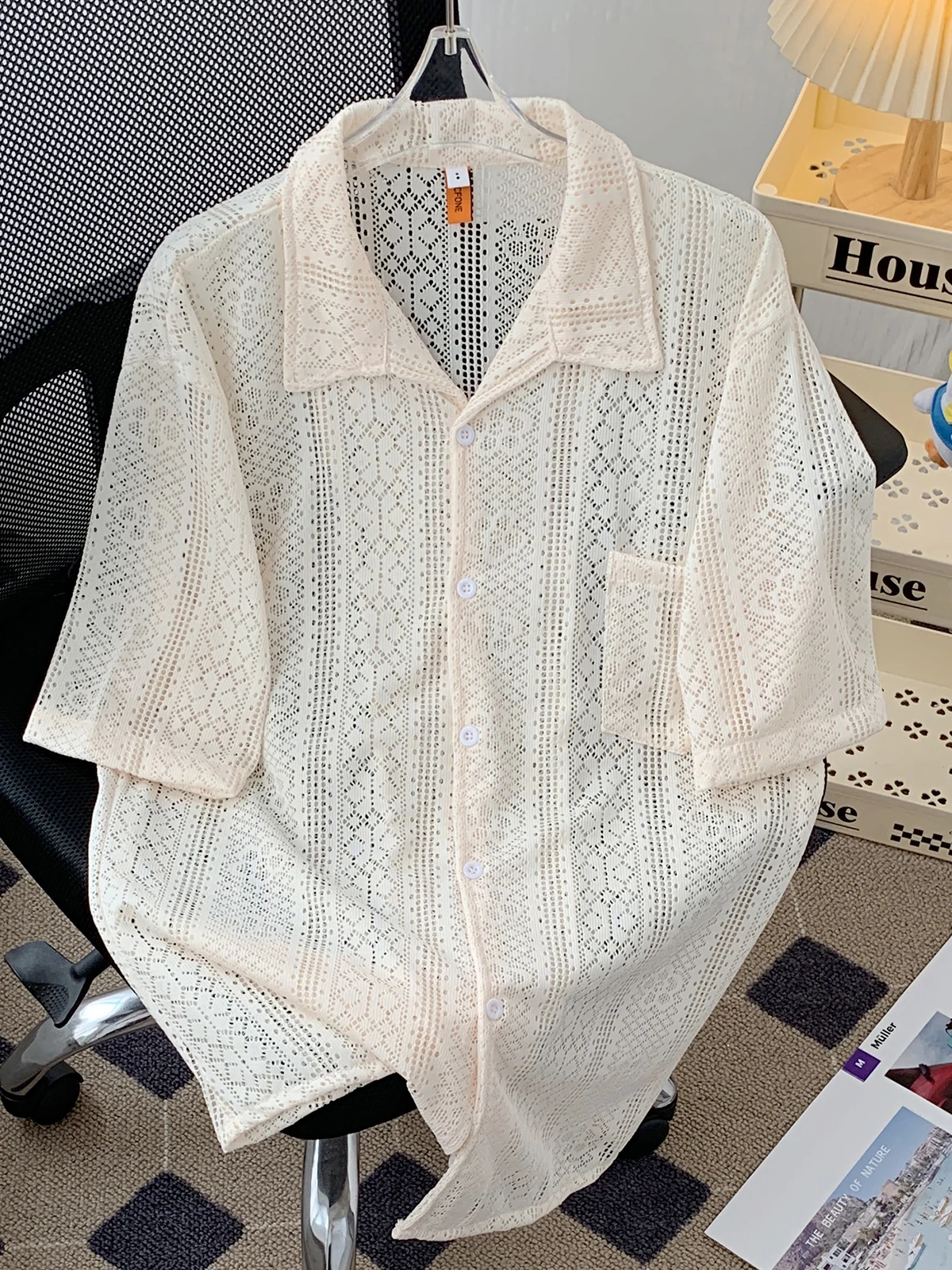 

Американская винтажная свободная мужская футболка с вырезами, дышащая, летняя, повседневная, для пар, молодежная, популярная модель