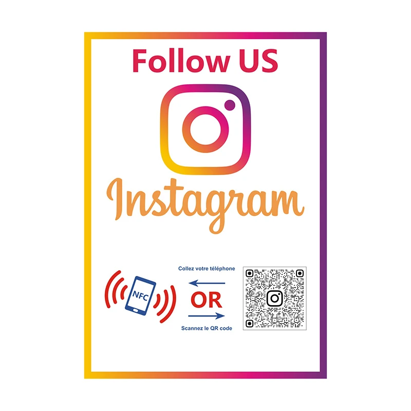 Custom QR Code Sign NFC Tap Follow US on Instagram Plaque Acrylic Social Media Sign Google Review Facebook Card Business Decors view 5