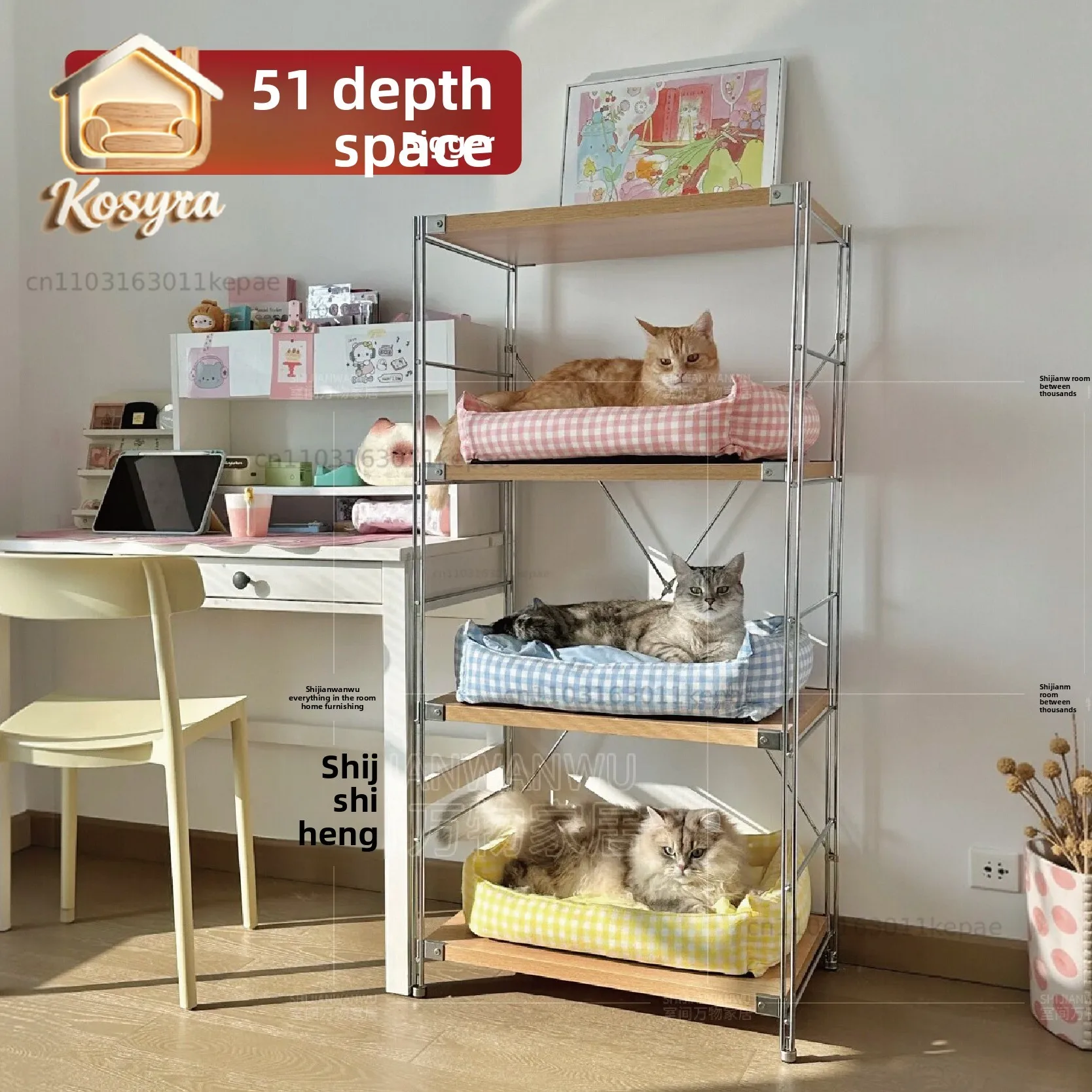 51 deep Japanese cat litter box, upper shelf, kitchen, simple floor-to-ceiling oven, microwave oven, multi-layer storage rack
