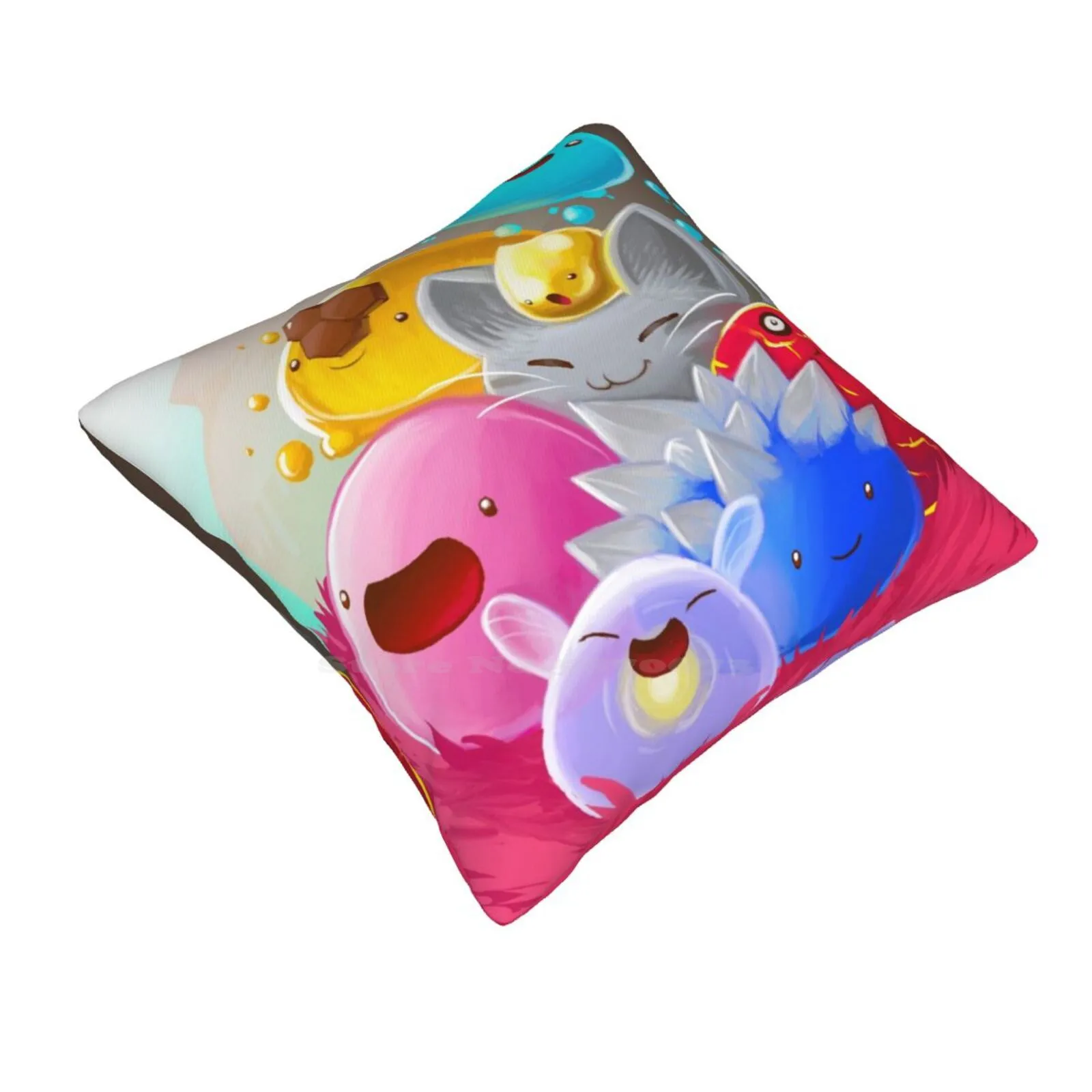 Slime Rancher Old Throw Cushion Pillow Cover Slime Rancher Cute Adorable Slimes Tabby Pink Boom Puddle Honey Golden Phospher