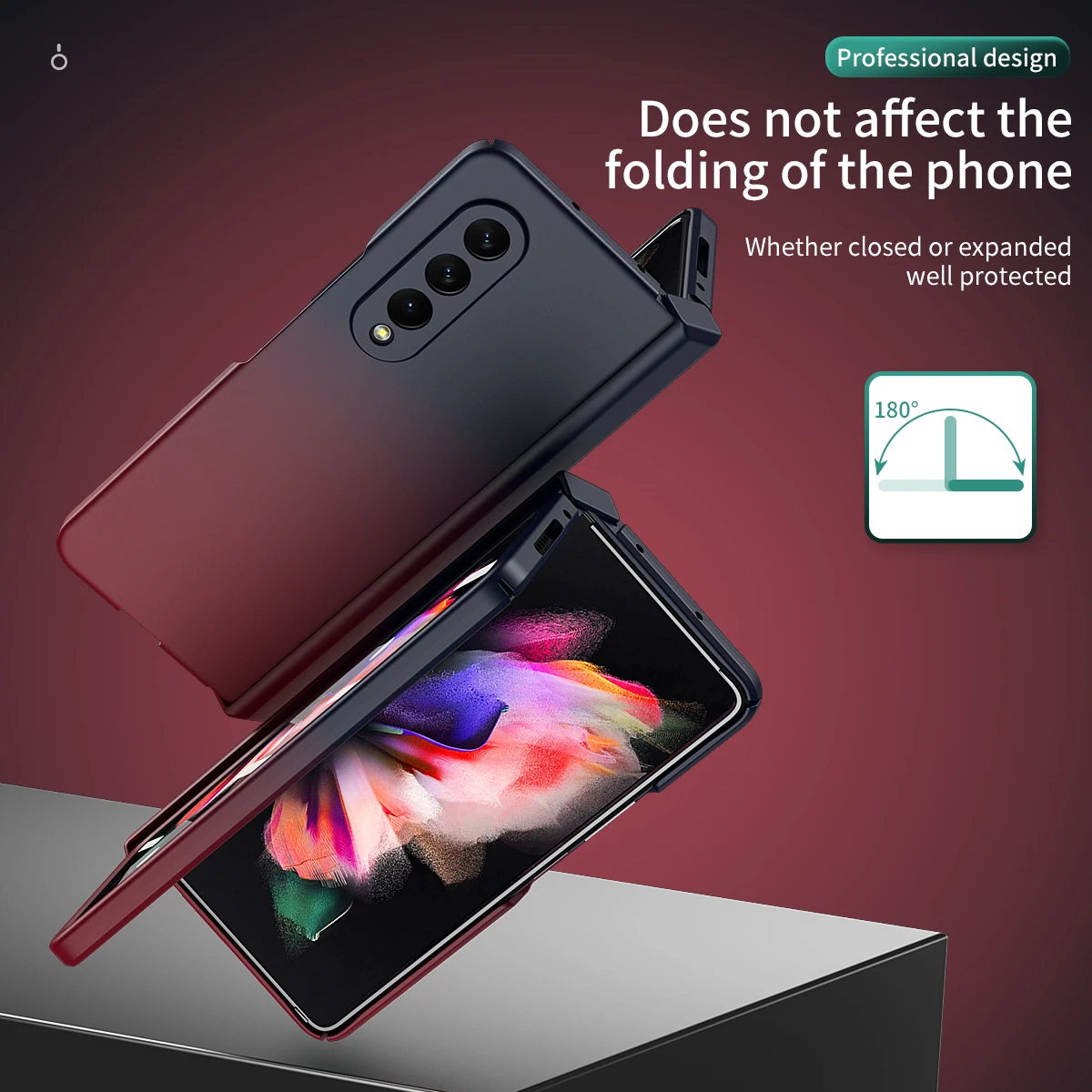Gradient Shockproof Armor Case For Samsung Galaxy Z Fold 4 3 2 5 6 360 Full-Body Screen Protector Colorful Matte PC Phone Cover