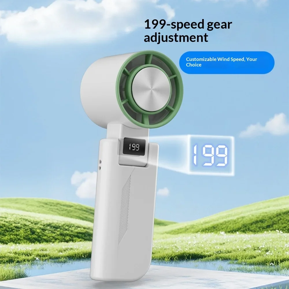 Transparent Ice Cooling Rechargeable Handheld Fan Strong Turbine Wind Portable Pocket Size Outdoor Travel Student Daily Heat Rel
