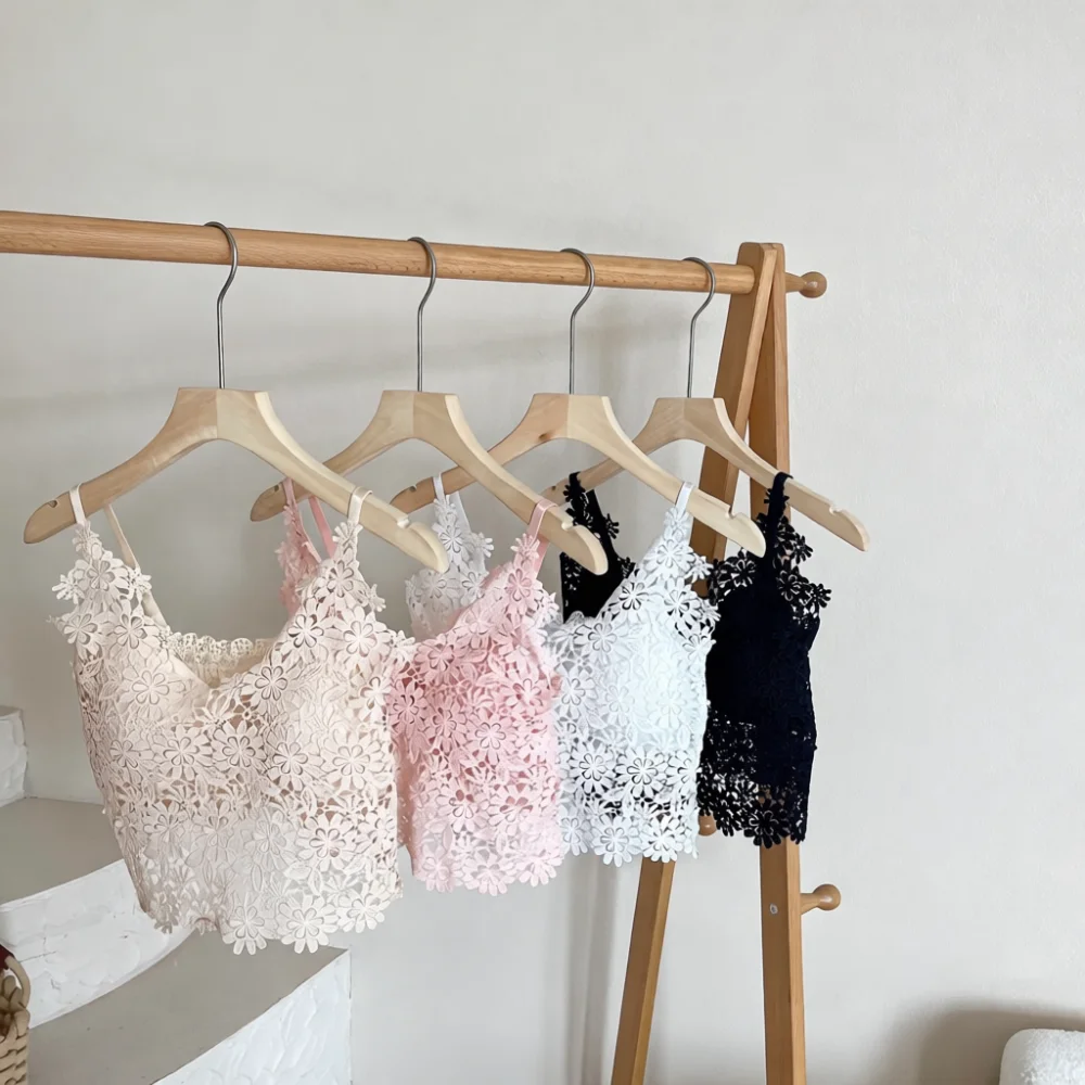 Summer Women V Neck Lace Cami Top Sexy Hollow Out Aesthetic Sleeveless Vest Stylish Basic Layering Under Shirt