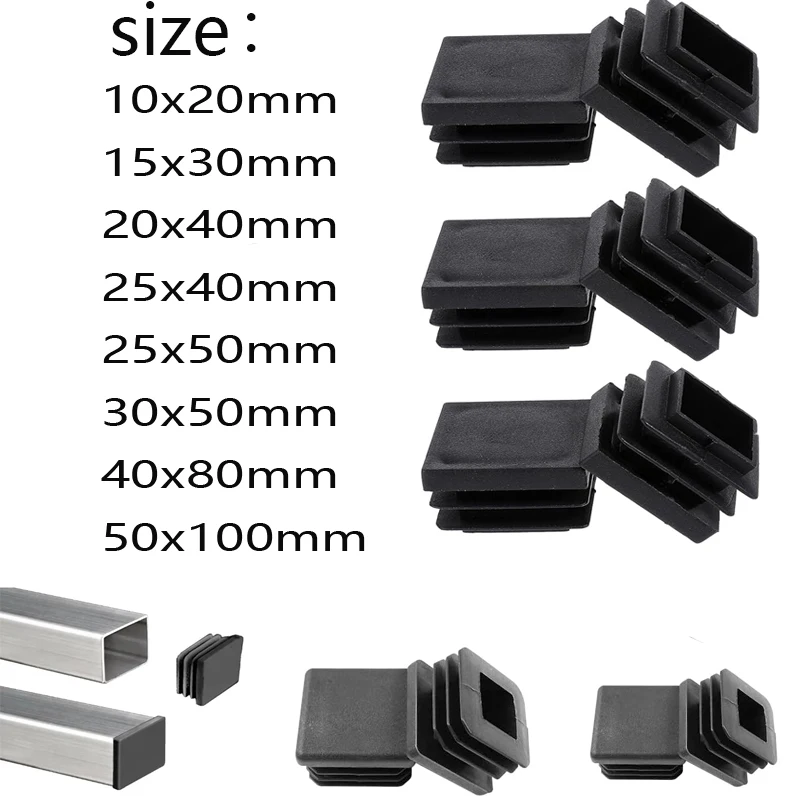 

Plastic Square table feet cap Black Tubing Insert Plugs hole cover Chair Anti Slip Feet Protector Pads Home Decor