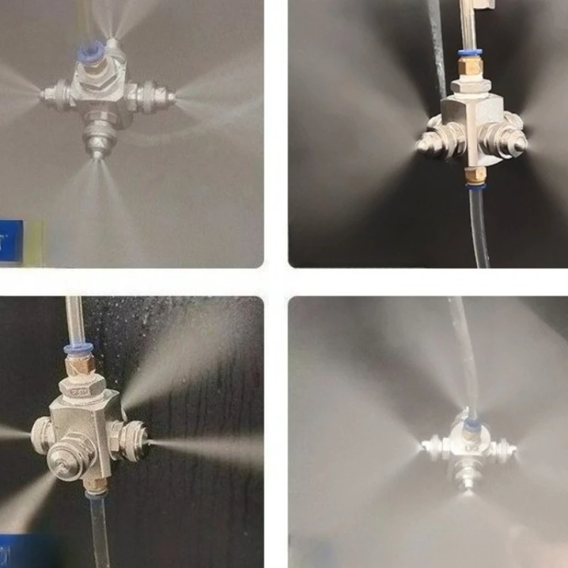 فوهة تفتيت الهواء بأربعة رؤوس من الفولاذ المقاوم للصدأ - إزالة الغبار لتبريد الرذاذ ثنائي السوائل ورأس رش التنظيف الصناعي #4