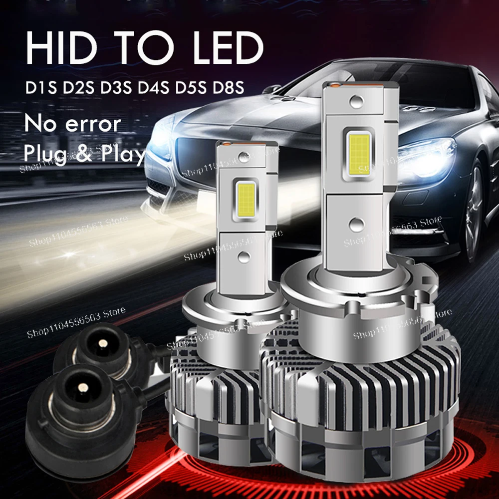 

2x Canbus LED D1S D3S Bulb D4S D2R D2S D5S D8S Car Headlight for Replacement Original HID Lamp 12V 6000K Plug & Play Error Free