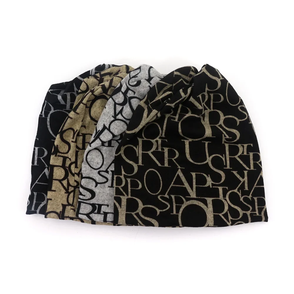 Letter Printed Brimless Hat Soft Neck Collar Scarf Cap Dual-use Pullover Hat Casual and Fashionable Hip-hop Hat Easy To Carry