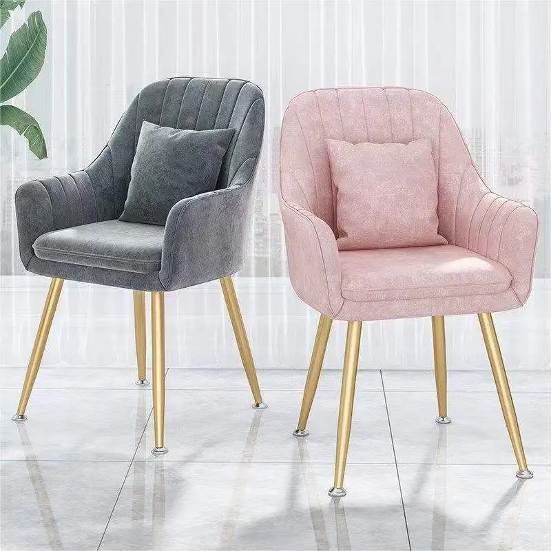 *Nordic Velvet Modern Luxury Design Dining Chair with Gold Metal Leg Upholstered Furniture for Hotel
