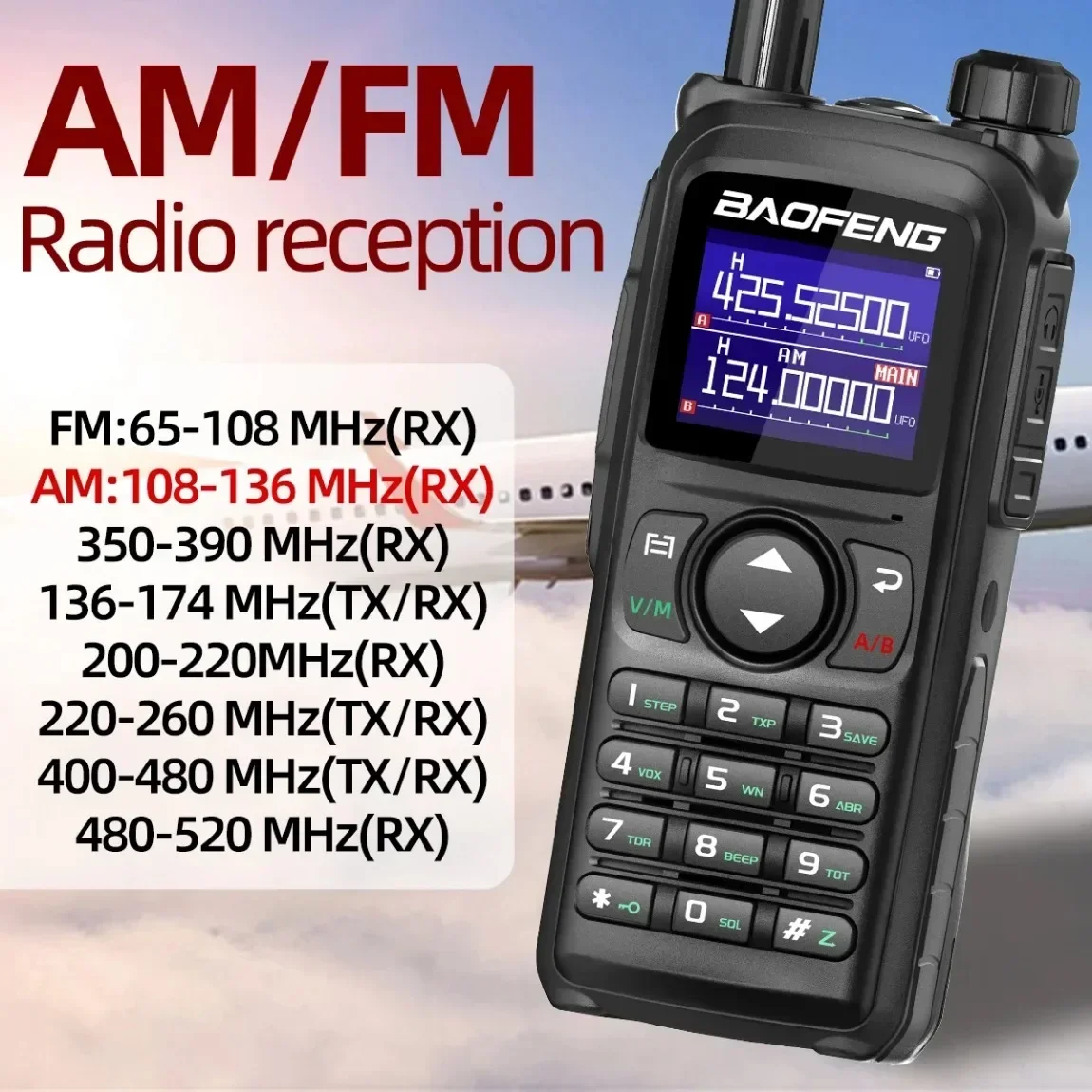 UV-28 PRO Max Baofeng Walkie Talkie 10 Вт Многодиапазонная беспроводная частота копирования Приемник дальнего действия Type-C AM Двусторонняя портативная радиостанция