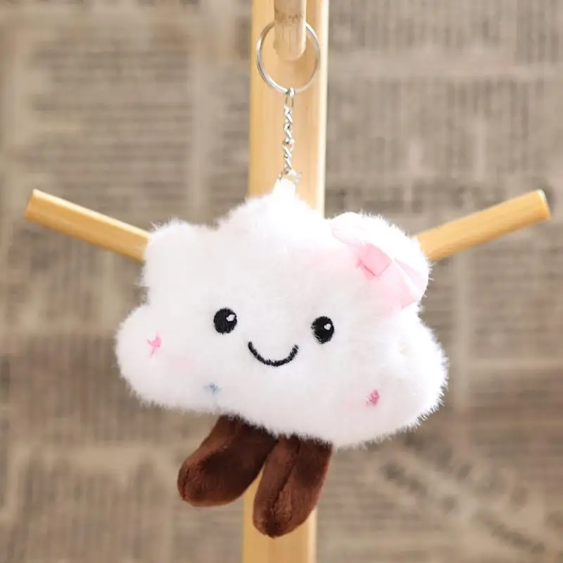 Porte-clés nuage blanc, jouet en peluche, Mini Couple, pendentif de sac à dos, poupée de dessin animé, sac de livre, décoration, accessoires de bricolage, 1 pièces