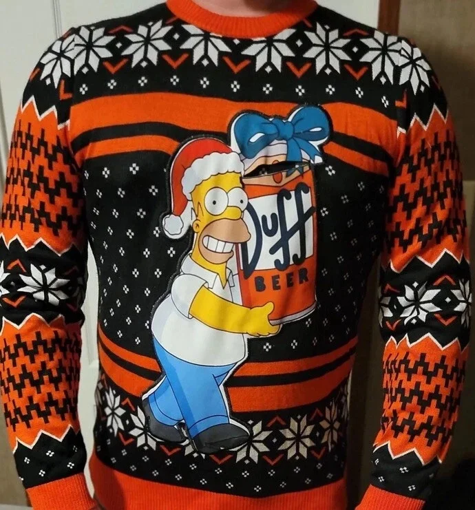 Suéter navideño de cerveza Simpson con estampado 3D para hombre y mujer, jersey con patrón navideño, sudadera informal cálida, suéter feo
