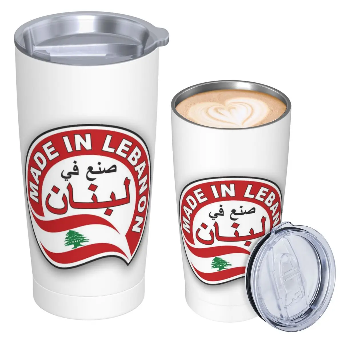 Lebanon Watercolor Lebanon Flag Lebanese Outfit Stainless Steel Tumbler Vacuum Insulated Mugs Thermal Cold Cups Straw With Lid
