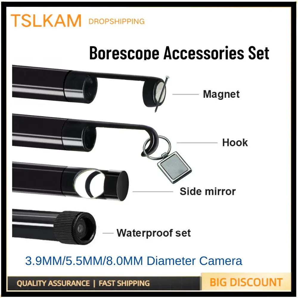 

Hook Magnet Side View Mirror Sets,Borescope Set Accessories with Screw Threads, for 3.9mm/8mm/5.5mm Endoscope Camera