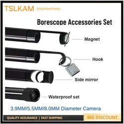 Hook Magnet Side View Mirror Sets,Borescope Set Accessories with Screw Threads, for 3.9mm/8mm/5.5mm Endoscope Camera