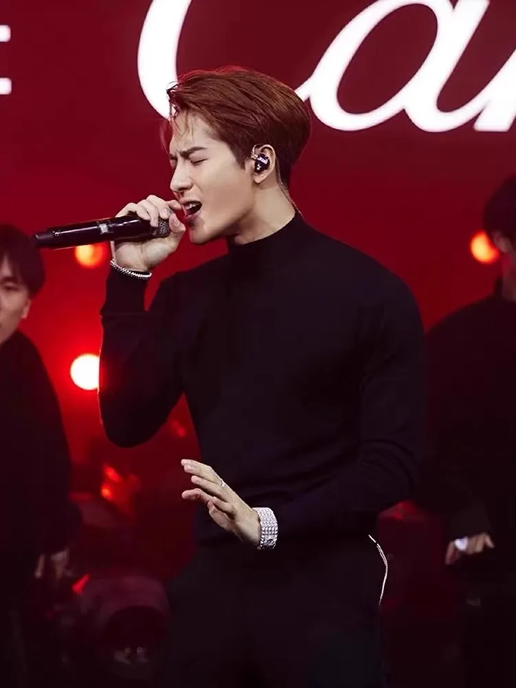 

Slim Fit Long Sve Knitted Sweater f High Collar Men's Inner Wear Base irt Bla Spring Autumn Top Youth Casual Sle