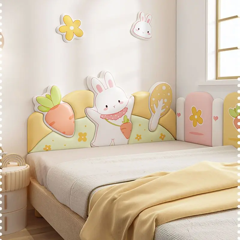 Schöne rosa Kaninchen Cartoon Bett Kopfteil Kopfteil Aufkleber Antik ollision Wand paneele Cabecero Cama Tete de Lit