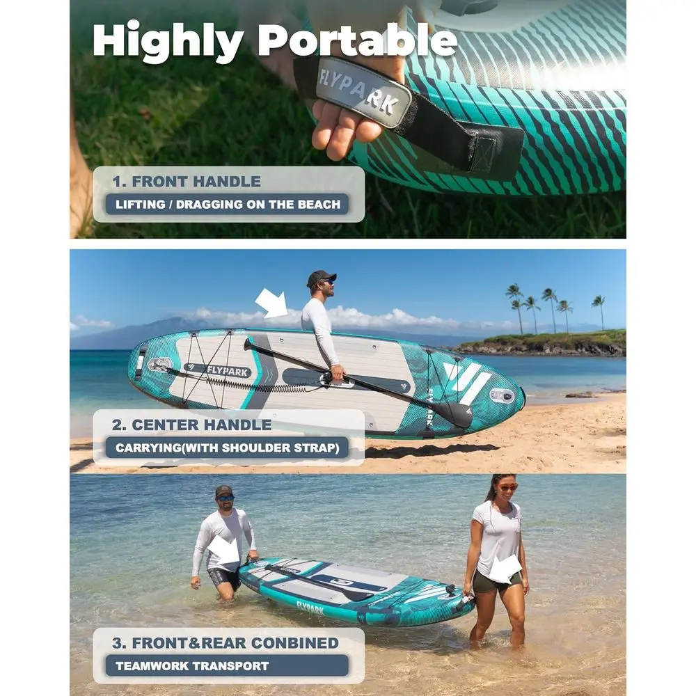 Family-Friendly 35 Wide Stable SUP Paddleboard, Supports 430lbs, for 3 People, with Camera Mount & Shoulder Strap